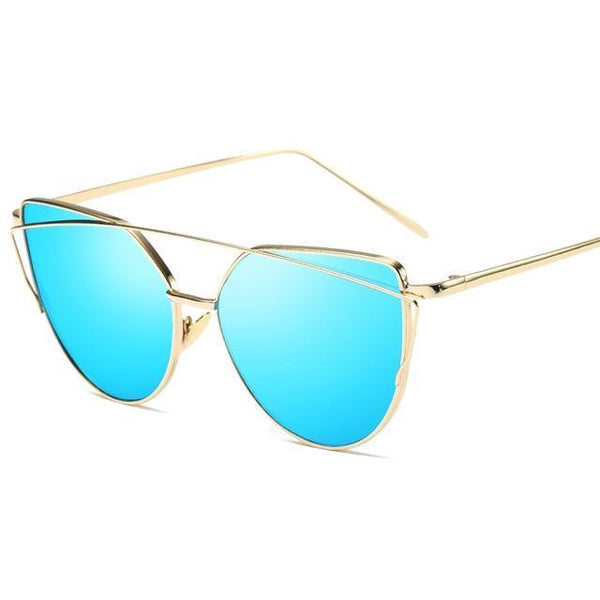 Metal reflective flat lens sunglasses