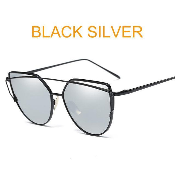 Metal reflective flat lens sunglasses