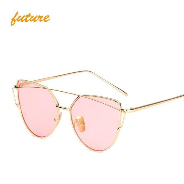 Metal reflective flat lens sunglasses