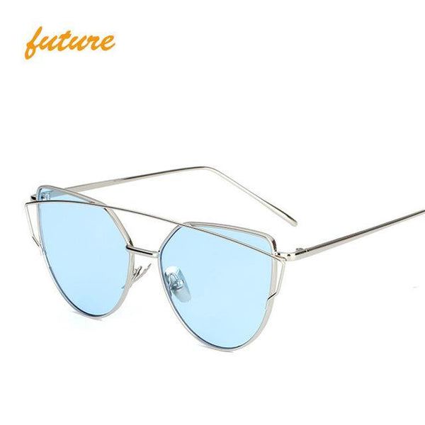 Metal reflective flat lens sunglasses